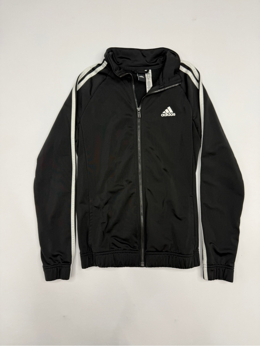 Adidas Black Essentials 3 Stripe Full Zip Track Jacket Women's Size Small